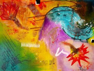 "TatiArt Kunstwerk – Acrylbild mit lebendigen Farben und dynamischen Formen"