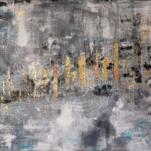 TatiArt – Kunstwerk – Acrylbild in Silbertönen - Acryl Mischtechnik auf Leinwand mit Spachtelmasse