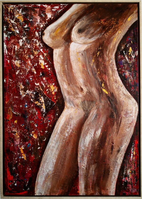 „Dolci Desideri“ – Abstraktes Acrylkunstwerk von TatiArt, mit leichten Strukturen und sanften Erdtönen, die eine sinnliche und emotionale Atmosphäre erzeugen.