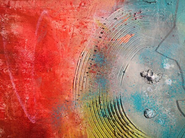 Acrylbild „Tanz der Farben“ – lebendige Komposition aus Acryl, Marmormehl, Pigmenten & Linien in expressiver Farbigkeit, 80 x 60 cm