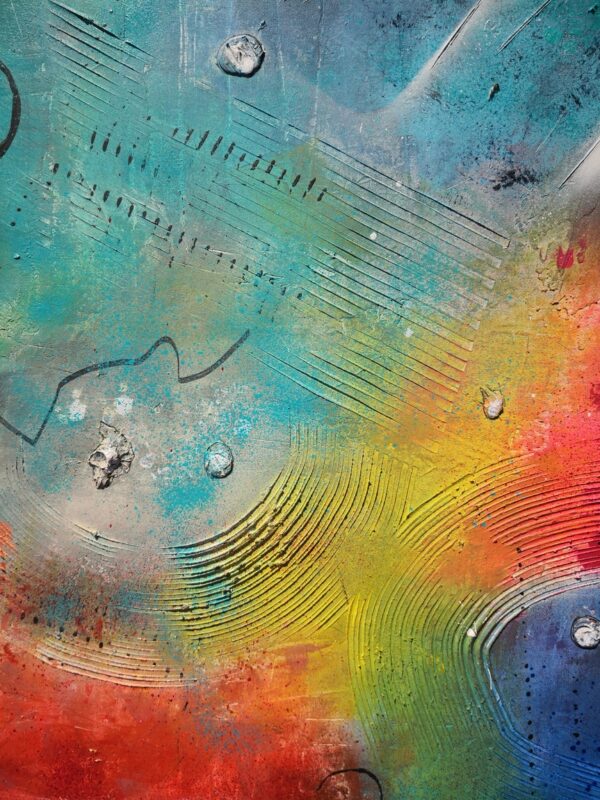Acrylbild „Tanz der Farben“ – lebendige Komposition aus Acryl, Marmormehl, Pigmenten & Linien in expressiver Farbigkeit, 80 x 60 cm