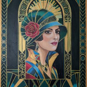 „Gedankenreise – Geheimnis der 20er“ – ein Art‑Deco‑Porträt, inspiriert vom Flair, der Eleganz und der geheimnisvollen Stärke der 20er Jahre.